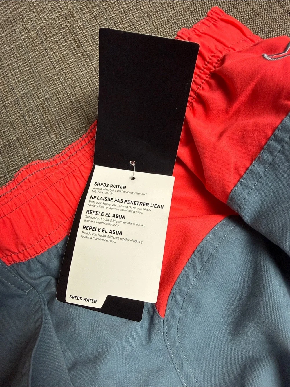 NWT Nike Men's Gray & Neon Red Swim Trunks size M Medium